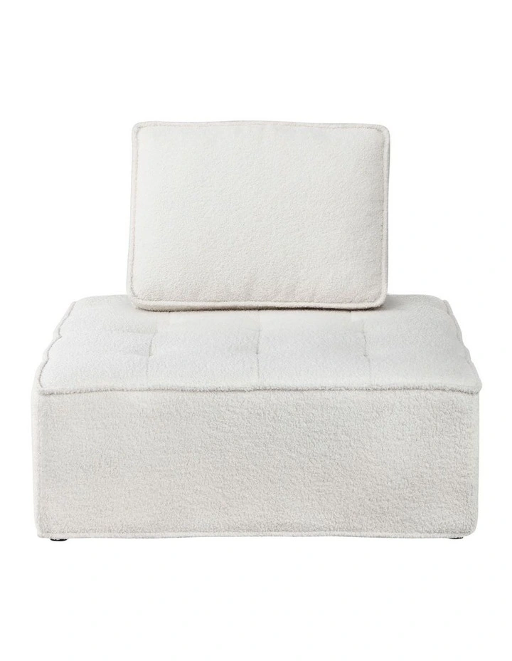 Oikiture 1PC Modular Sofa Lounge Chair Armless TOFU Back Sherpa White image 2
