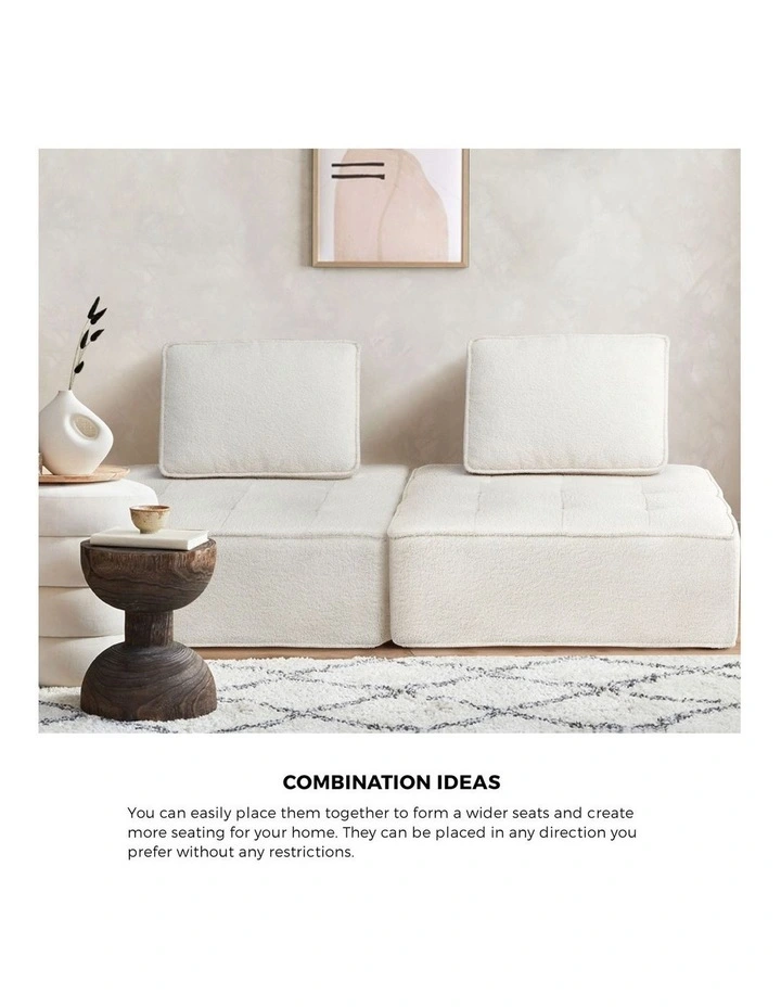 Oikiture 1PC Modular Sofa Lounge Chair Armless TOFU Back Sherpa White image 5
