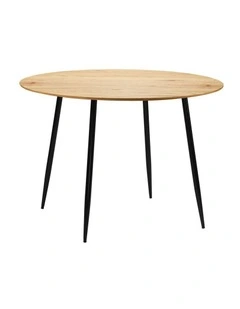 Oikiture 110cm Dining Table Round Wooden Table With Metal Legs Wooden Black