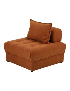 Oikiture 1 Seater Velvet Modular Sofa Lounge Chair Armless TOFU Back Brown