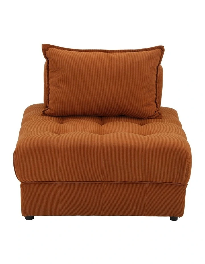 Oikiture 1 Seater Velvet Modular Sofa Lounge Chair Armless TOFU Back Brown image 2
