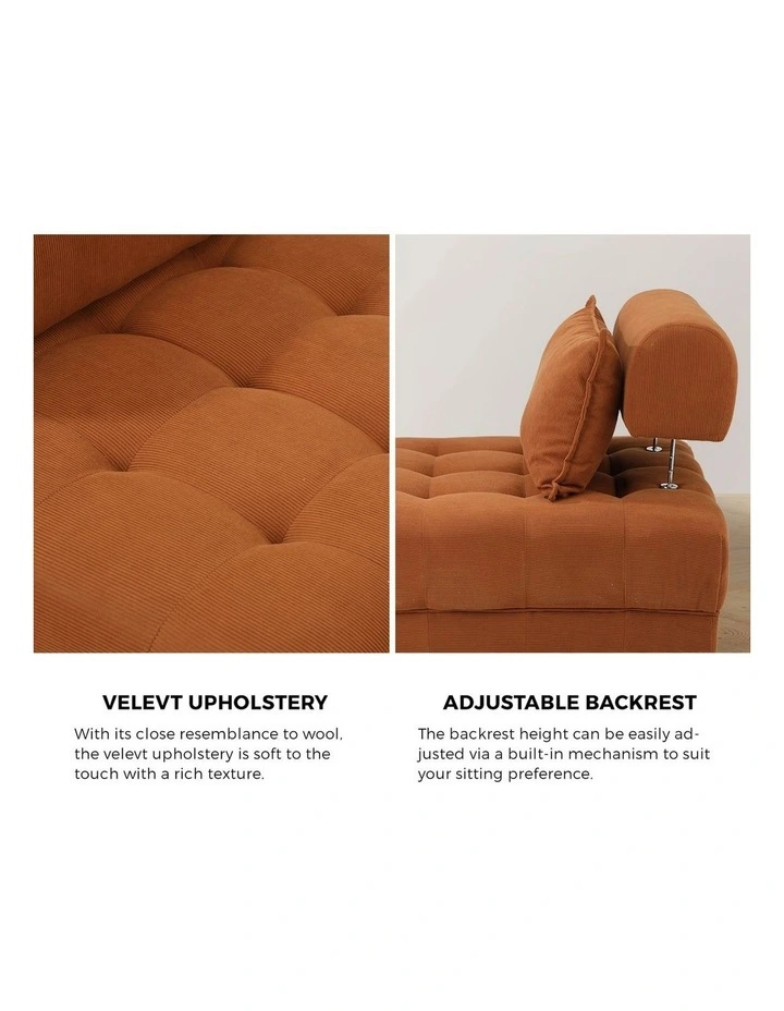 Oikiture 1 Seater Velvet Modular Sofa Lounge Chair Armless TOFU Back Brown image 7