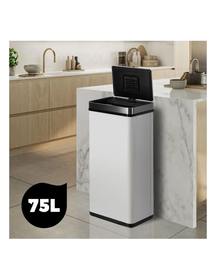 Oikiture 75L Motion Sensor Rubbish Bin Automatic White image 5
