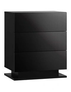 Oikiture Bedside Table RGB LED Nightstand 3 Drawers Black