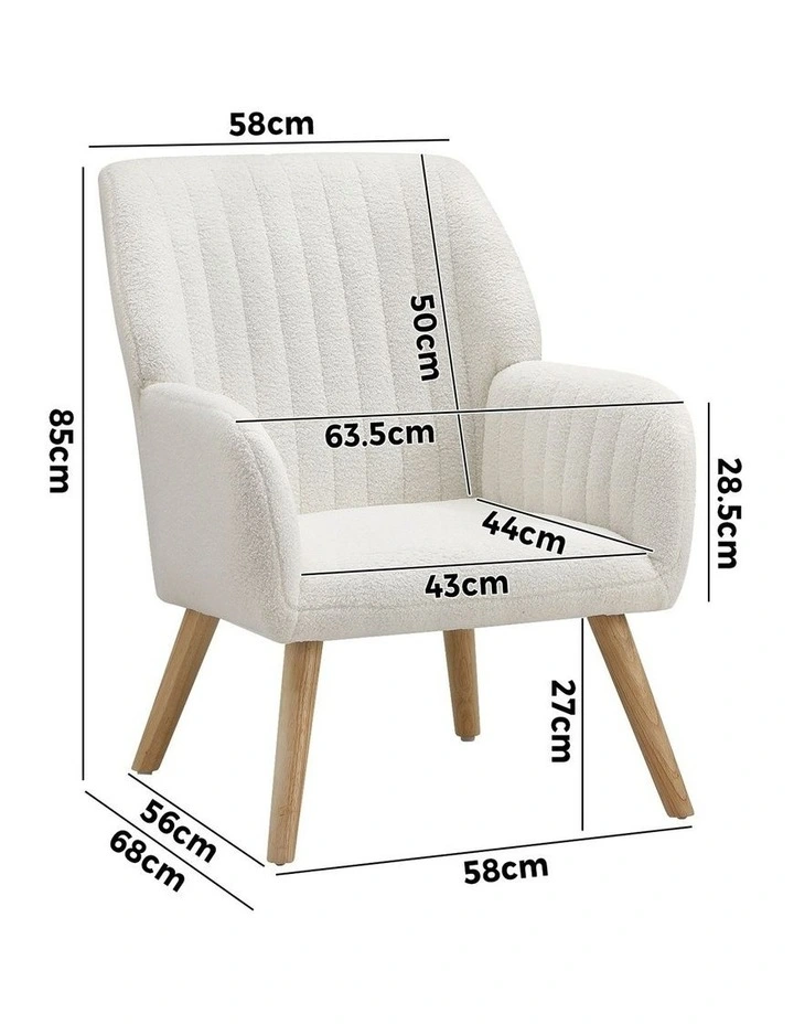 Oikiture Armchair Lounge Sofa Chair Sherpa Accent Chairs Armchairs Couches White image 3