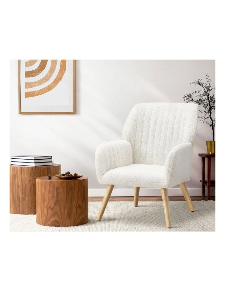 Oikiture Armchair Lounge Sofa Chair Sherpa Accent Chairs Armchairs Couches White image 5
