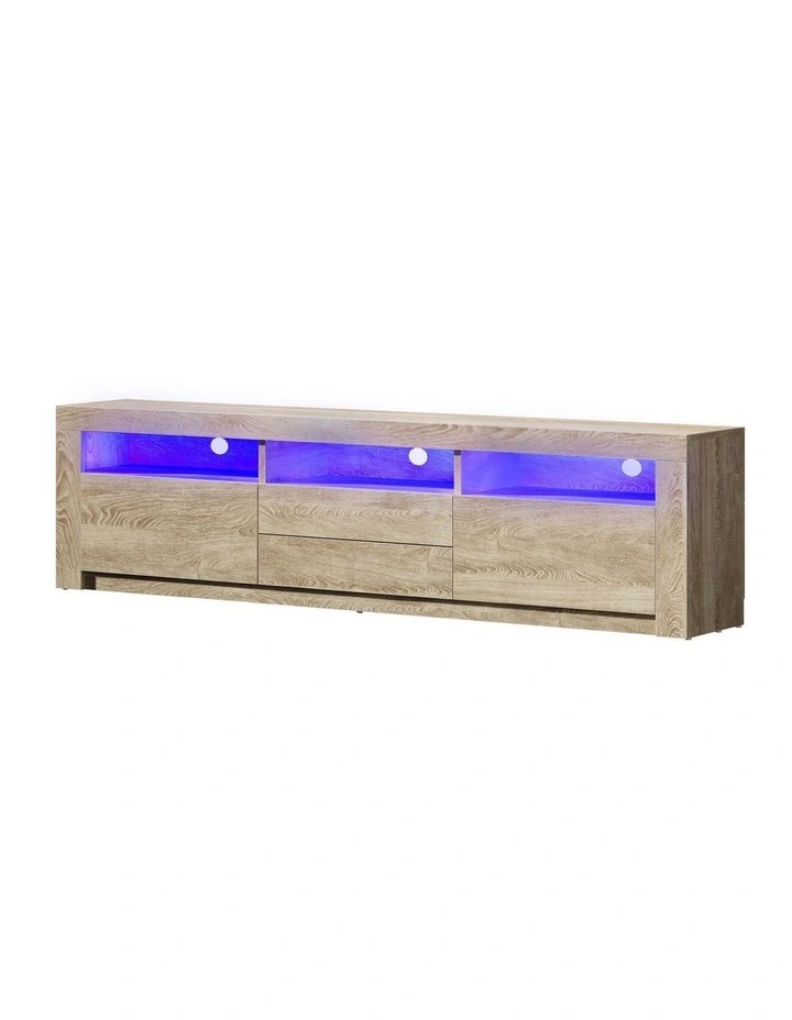 Oikiture TV Unit Entertainment Unit Storage Cabinet LED RGB 180cm Natural image 1