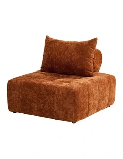 Oikiture Chenille Modular Sofa Floor Lounge Chair w/Pillow TOFU Armless Brown