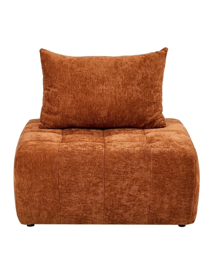 Oikiture Chenille Modular Sofa Floor Lounge Chair w/Pillow TOFU Armless Brown image 2