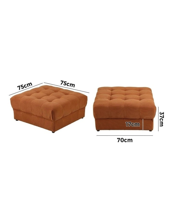 Oikiture 1 Seater Velvet Modular Ottoman Lounge Chair Armless TOFU Brown image 3
