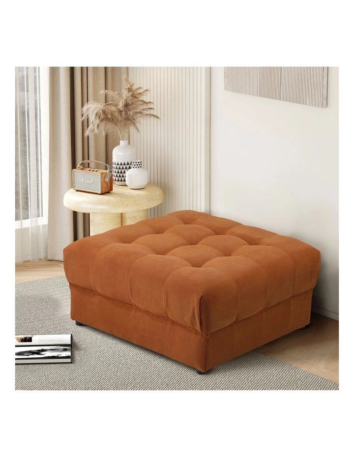 Oikiture 1 Seater Velvet Modular Ottoman Lounge Chair Armless TOFU Brown image 4