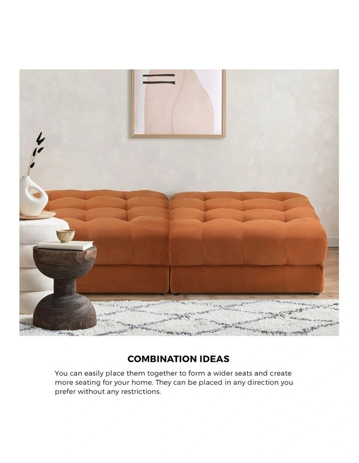 Oikiture 1 Seater Velvet Modular Ottoman Lounge Chair Armless TOFU Brown image 5