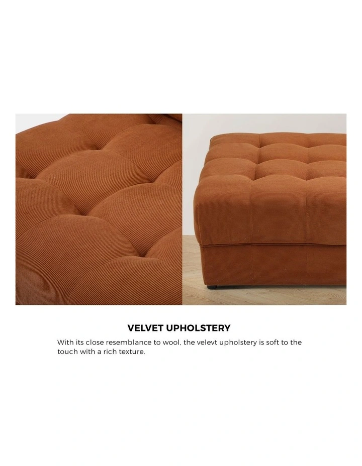 Oikiture 1 Seater Velvet Modular Ottoman Lounge Chair Armless TOFU Brown image 7