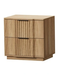 Oikiture Bedside Table 2 Drawers Nightstand Natural