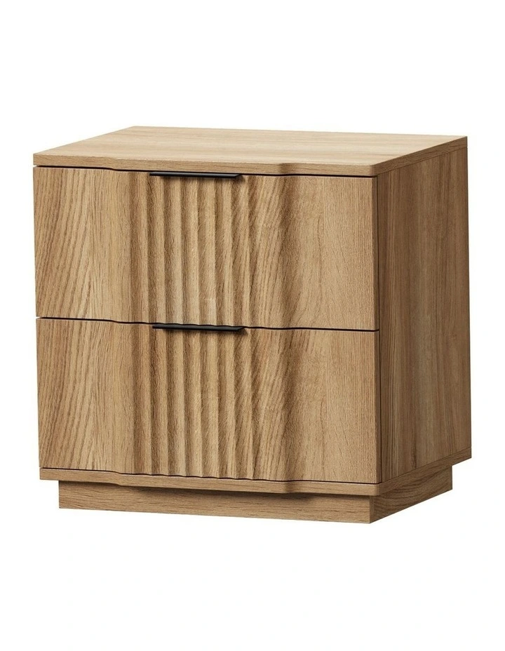 Oikiture Bedside Table 2 Drawers Nightstand Natural image 1