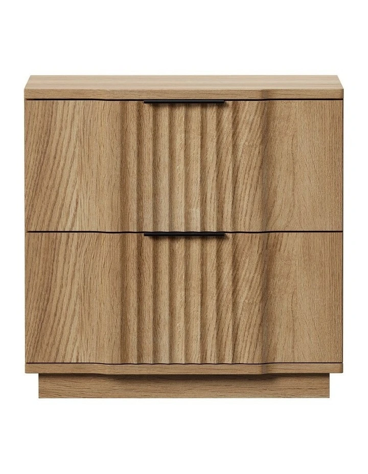 Oikiture Bedside Table 2 Drawers Nightstand Natural image 2