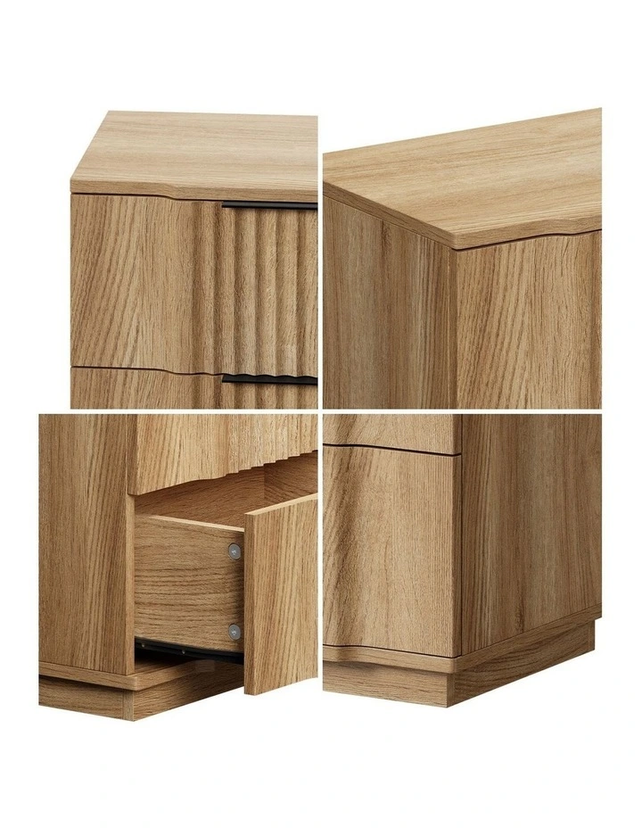 Oikiture Bedside Table 2 Drawers Nightstand Natural image 6