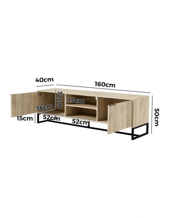 Oikiture Entertainment Unit TV Cabinet 160cm Natural image 3