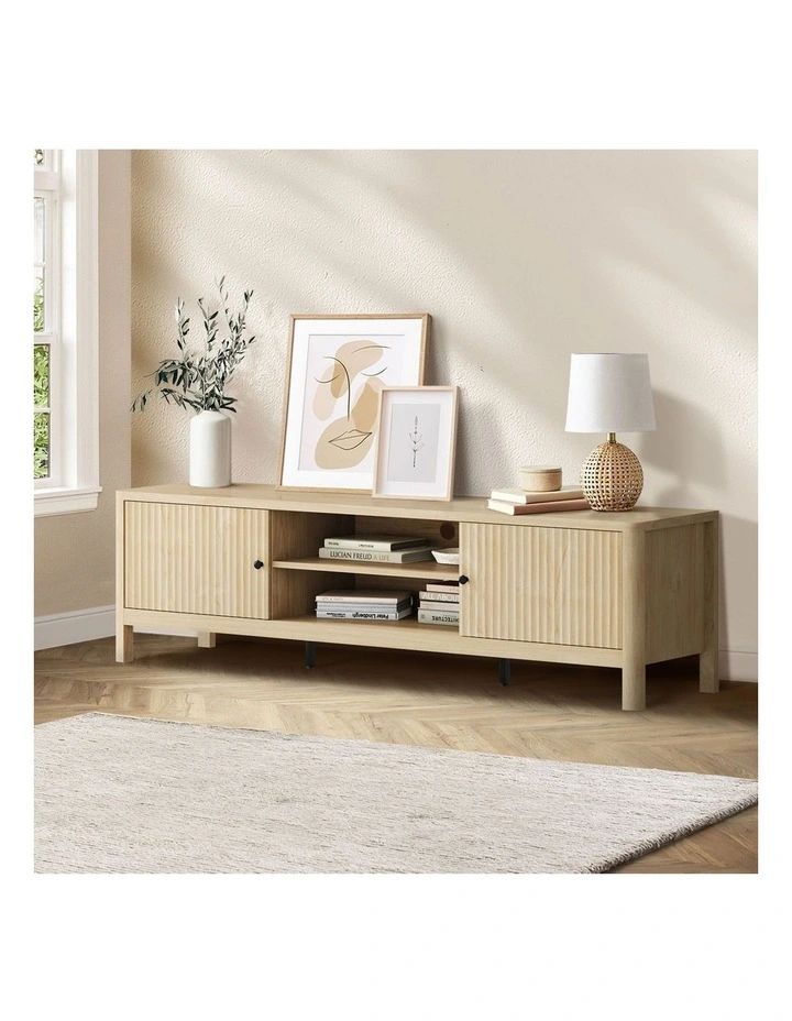 Oikiture TV Cabinet Entertainment Unit Stand Storage Shelves 160cm image 4