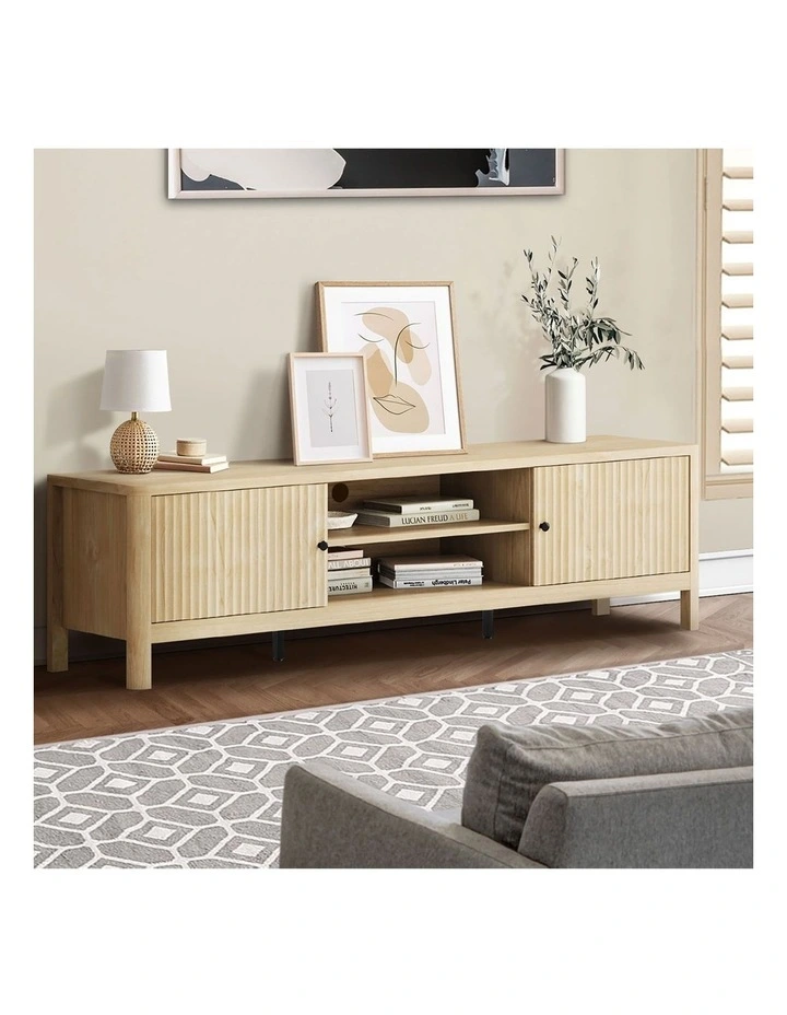 Oikiture TV Cabinet Entertainment Unit Stand Storage Shelves 160cm image 5