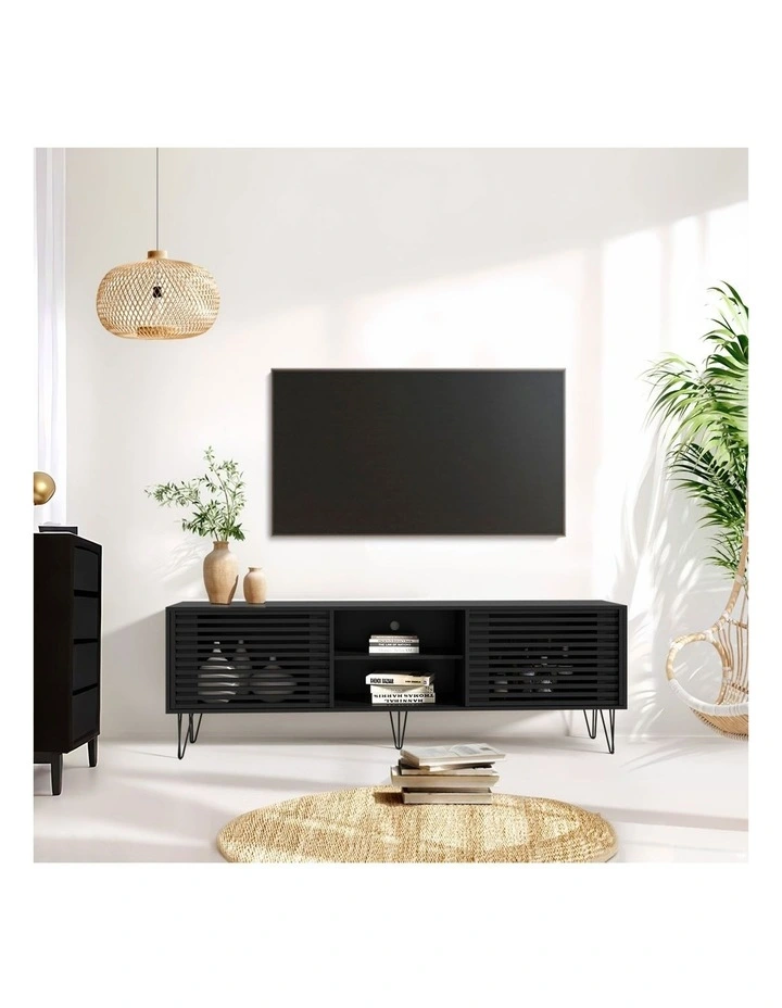 Oikiture Entertainment Unit TV Cabinet 180cm Black image 5