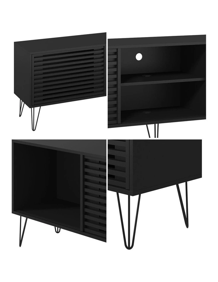 Oikiture Entertainment Unit TV Cabinet 180cm Black image 6