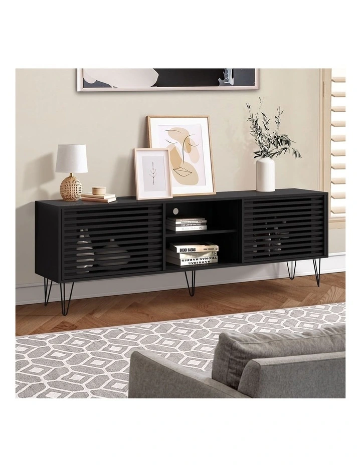 Oikiture Entertainment Unit TV Cabinet 180cm Black image 7