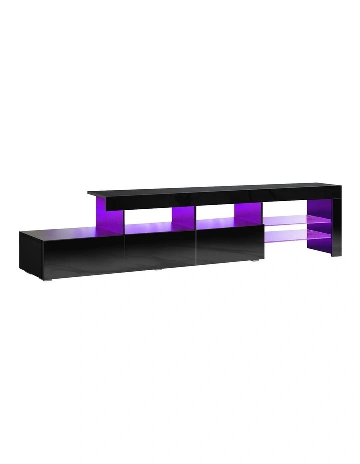 Oikiture TV Cabinet Entertainment Unit 220cm Black image 1