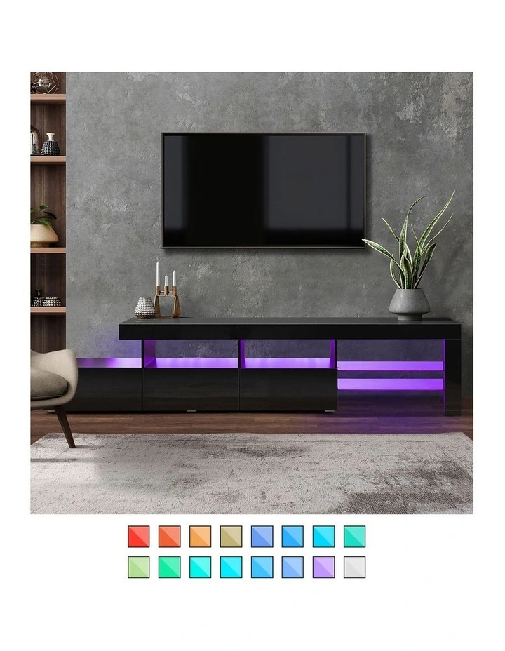 Oikiture TV Cabinet Entertainment Unit 220cm Black image 5