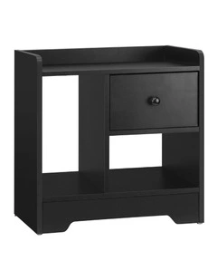Oikiture Bedside Tables Side Table Nightstand Storage Drawer Shelf Black