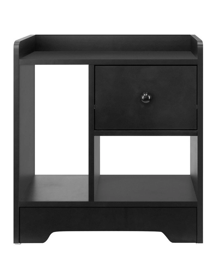 Oikiture Bedside Tables Side Table Nightstand Storage Drawer Shelf Black image 2