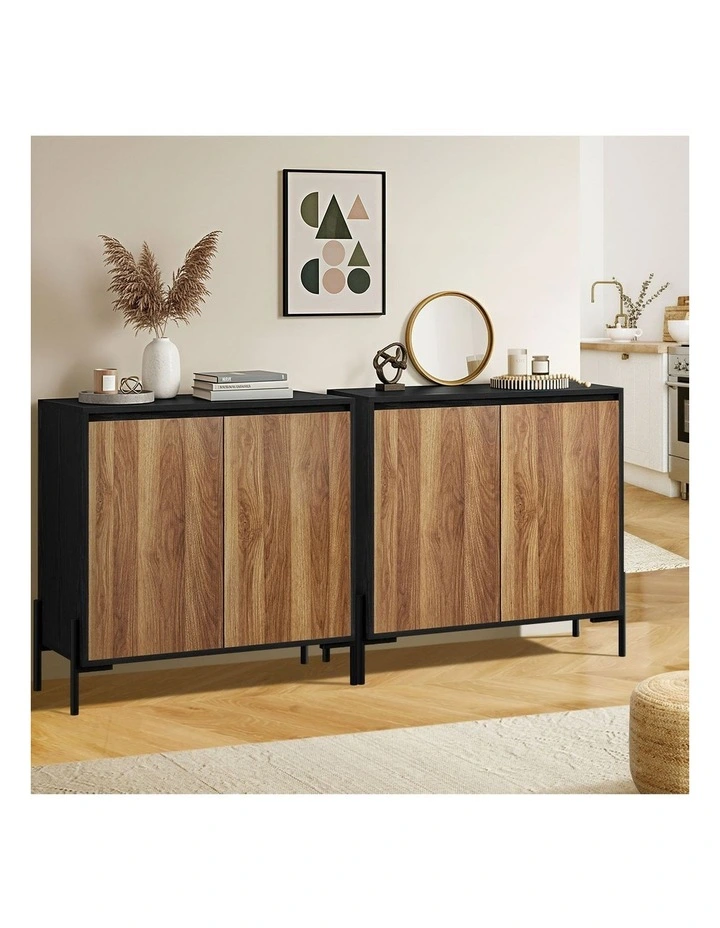 Oikiture 2PCS Buffet Sideboard Storage Cabinet Cupboard 2 Doors image 5
