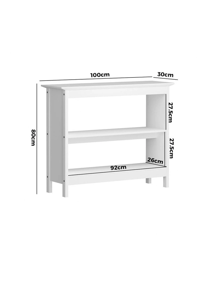 Oikiture 3-Tier Console Table Open Shelf Wood Sofa Table Hall Side Entry White image 3