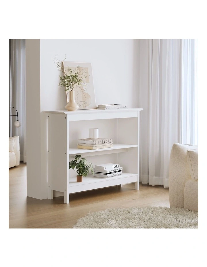 Oikiture 3-Tier Console Table Open Shelf Wood Sofa Table Hall Side Entry White image 4
