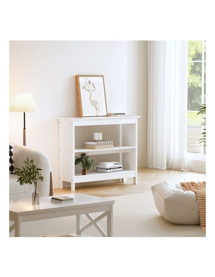 Oikiture 3-Tier Console Table Open Shelf Wood Sofa Table Hall Side Entry White image 5