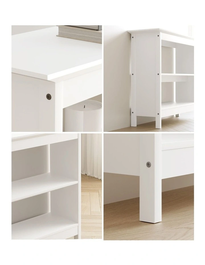 Oikiture 3-Tier Console Table Open Shelf Wood Sofa Table Hall Side Entry White image 6