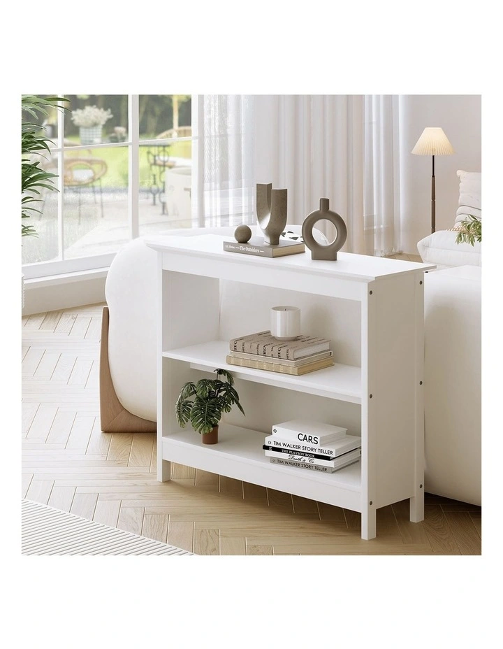 Oikiture 3-Tier Console Table Open Shelf Wood Sofa Table Hall Side Entry White image 7