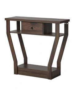 Oikiture Console Table 1 Drawer Hallway Entryway Storage Shelf Side Desk Walnut