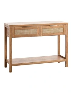 Oikiture Console Table 2 Drawers Entry Table Hallway Display Shelf Natural