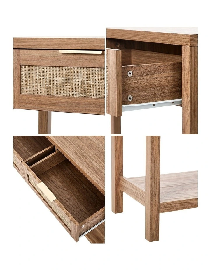 Oikiture Console Table 2 Drawers Entry Table Hallway Display Shelf Natural image 6