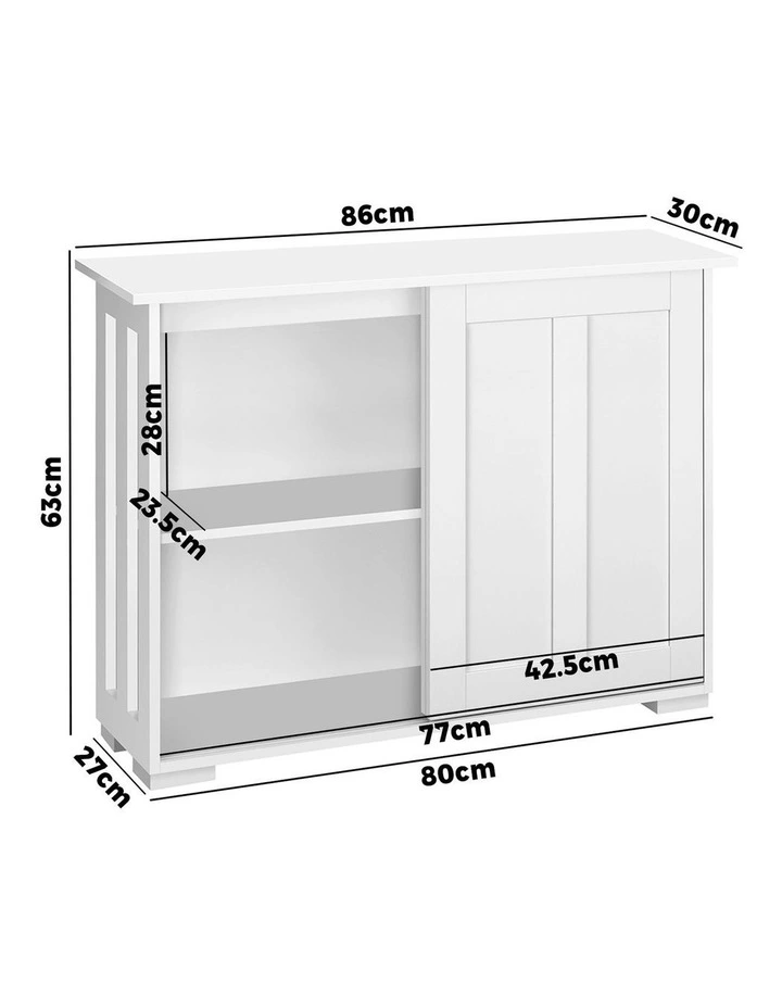 Oikiture Sideboard Buffet Storage Cabinet Sliding Doors White image 3