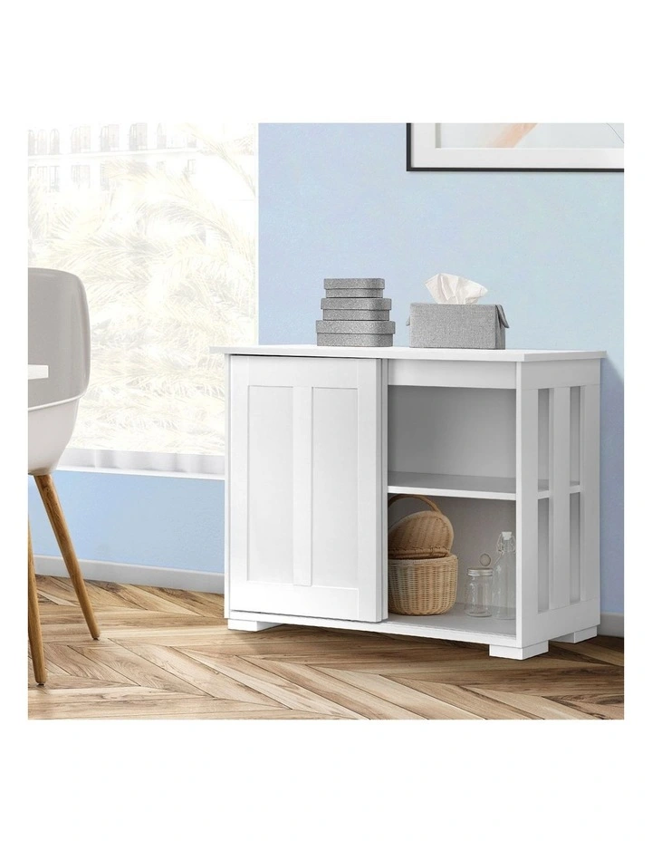 Oikiture Sideboard Buffet Storage Cabinet Sliding Doors White image 5