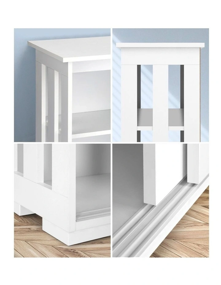 Oikiture Sideboard Buffet Storage Cabinet Sliding Doors White image 6