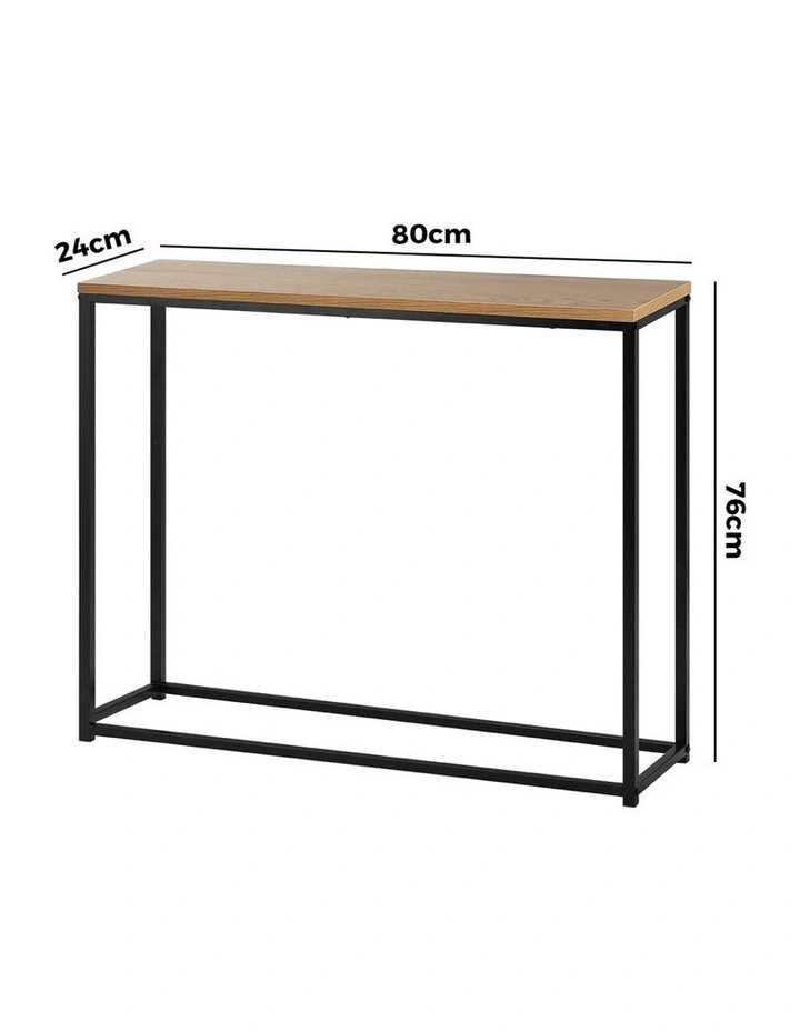 Oikiture Console Table Wooden Tabletop Hallway Desk Entry Display Black&Wood image 3