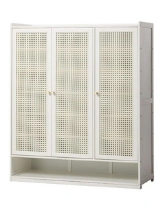 Oikiture Shoe Storage Cabinet Shoes Rack Organiser 7 Tier Shelf Rattan White