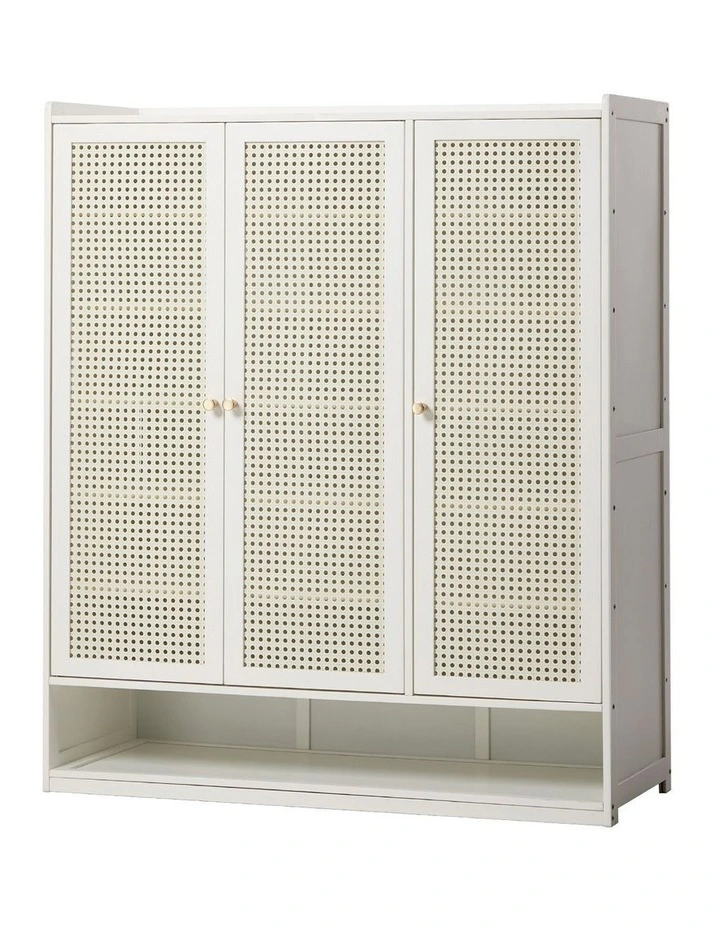 Oikiture Shoe Storage Cabinet Shoes Rack Organiser 7 Tier Shelf Rattan White image 1