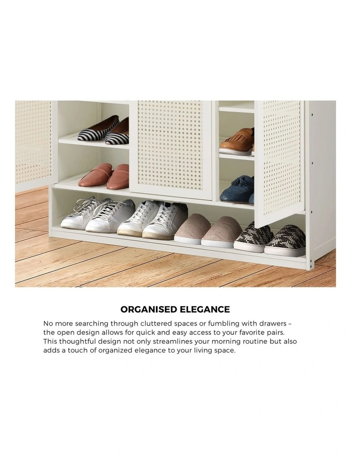 Oikiture Shoe Storage Cabinet Shoes Rack Organiser 7 Tier Shelf Rattan White image 6