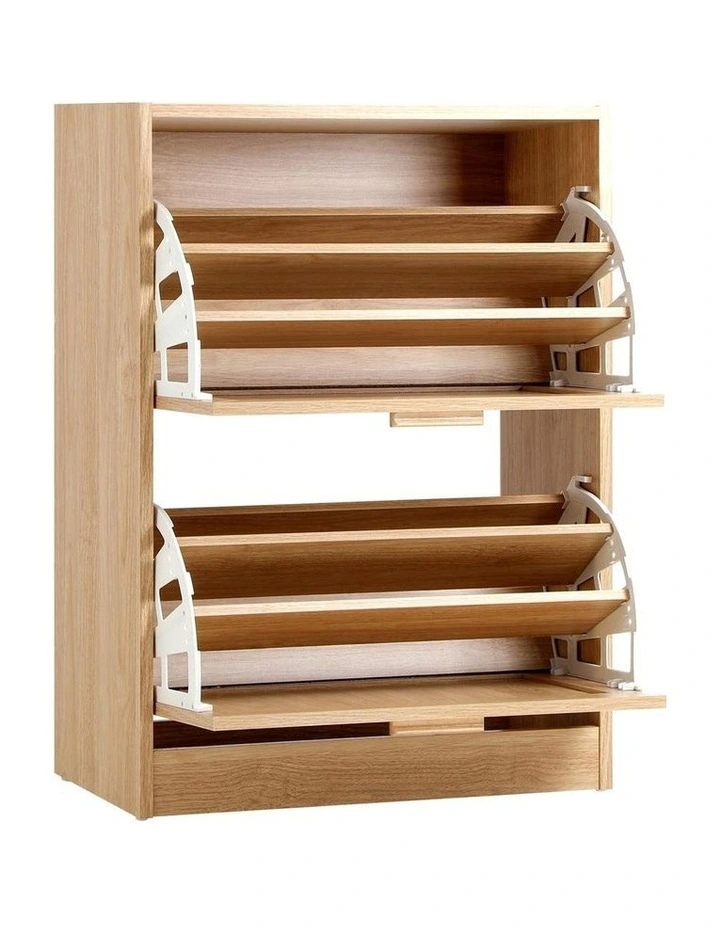 Oikiture Shoe Cabinet Storage 2 Doors Shoes Rack Organiser Rattan Shelf 30 Pairs image 5