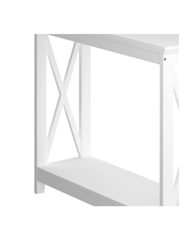 Oikiture 2-Tier Console Table X-Design Wood Sofa Table Hall Side Entry White image 6