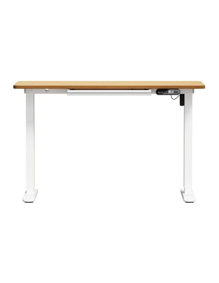 Oikiture 140cm Electric Standing Desk With Drawer Adjustable Office Table White image 2